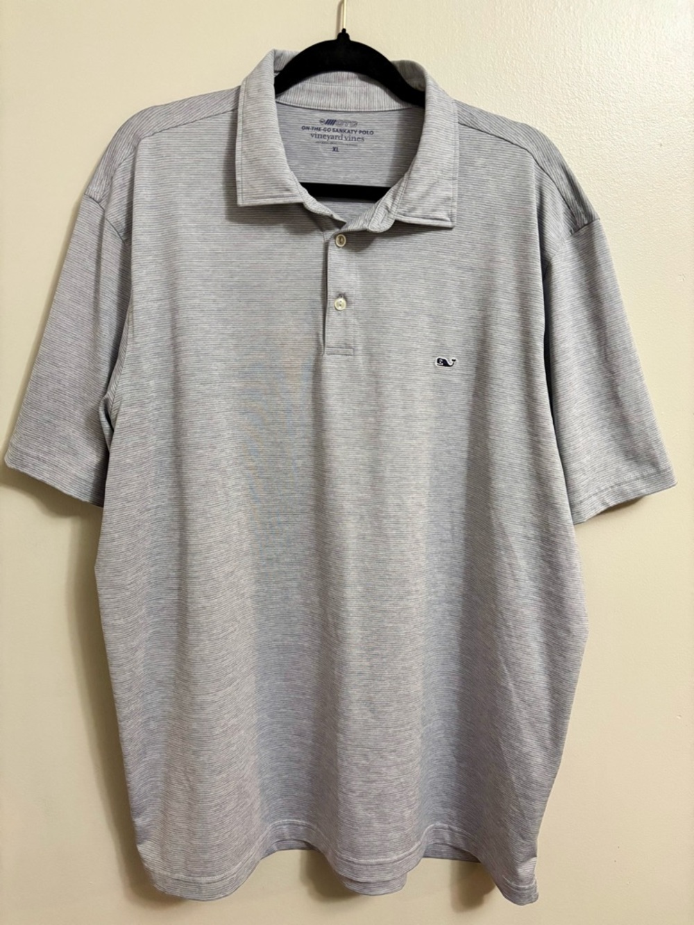 Vineyard Vines On-the-Go Light Gray Men's Polo with Whale Logo